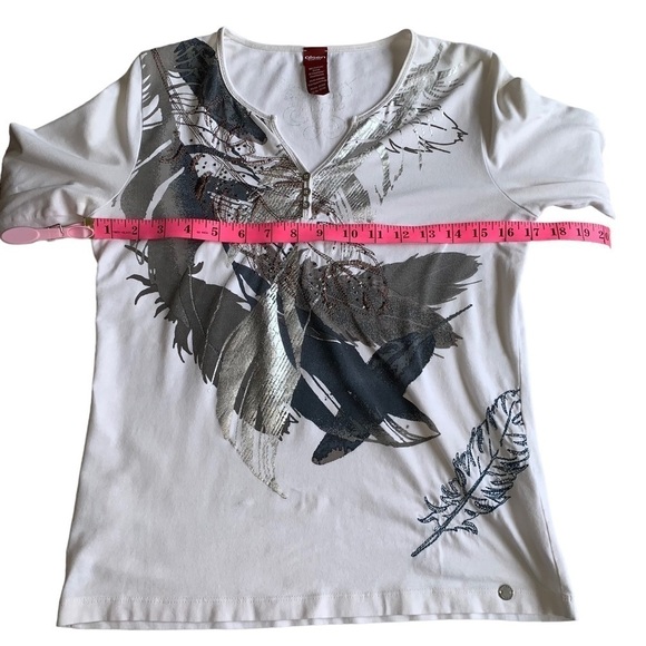 2/$10 MOVING SALE Y2K Olsen Europe Long Sleeve Top Feather Patterned Stitchwork - Picture 14 of 15